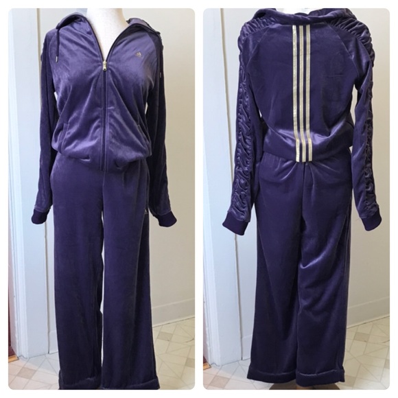 purple and gold adidas tracksuit
